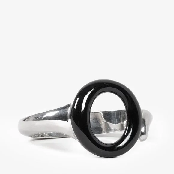 Tiffany & Co. Elsa Peretti Sevillana Sterling Silver Black Jade Cuff - Picture 2 of 5